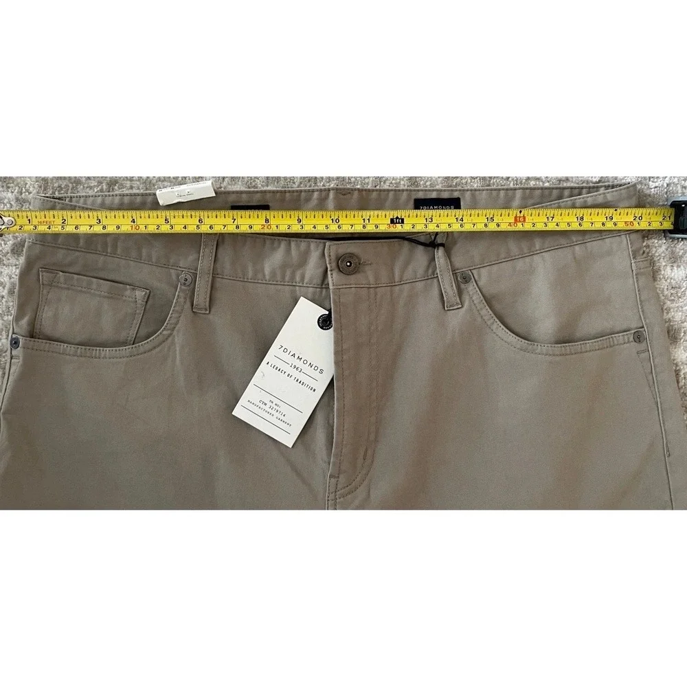 NEW 7Diamonds Clifton Slim Straight Pants Mens 38x34 Tan Khaki 5-Pocket STP-1139